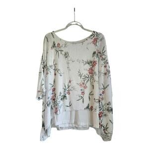 Elenda Baldi Caped Sleeve Top Womens S Floral Boxy Oversized Layered Tank Italy